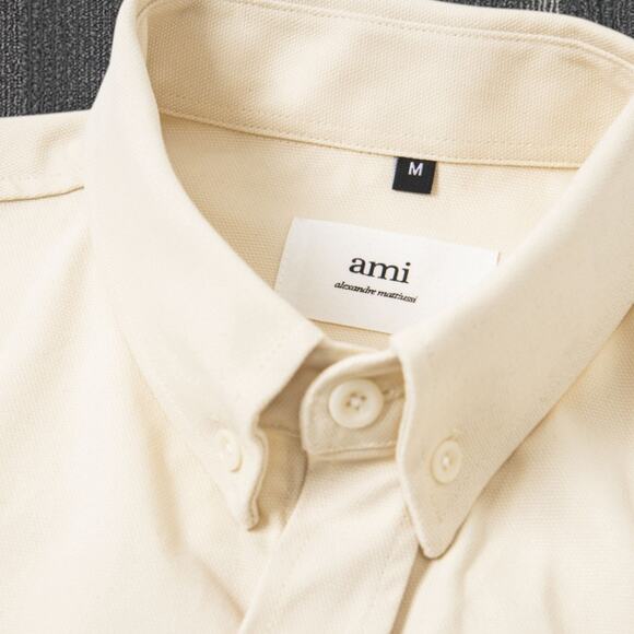 Ami Paris Cream Long Sleeve Shirt - Picture 3 of 4